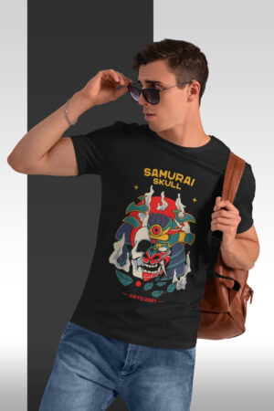 Samurai skull Printed T-Shirt